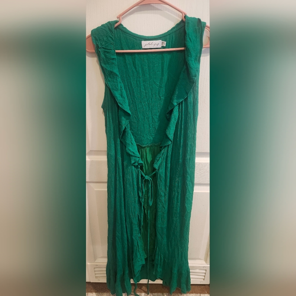 Petal and Pup Tie Front Duster kelly green color size 4